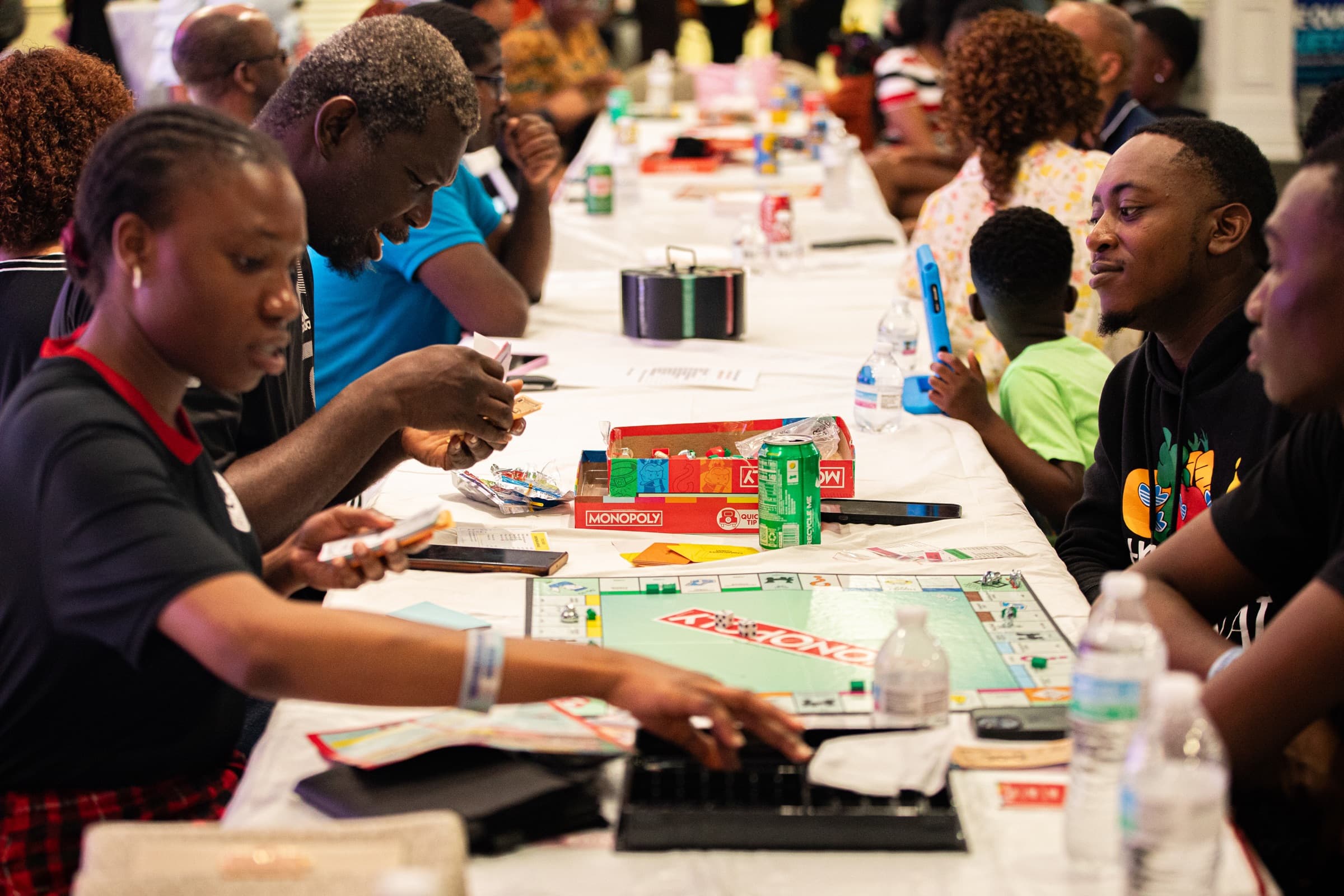 Church family playing games together at a fellowship night